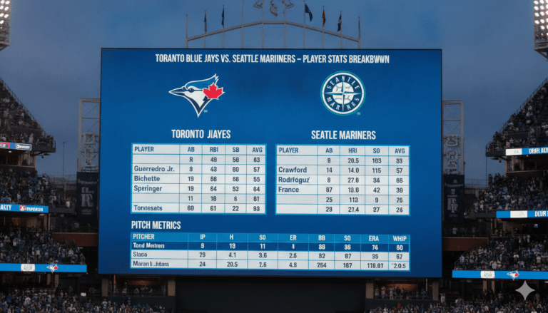 Toronto Blue Jays vs Seattle Mariners Match Player Stats